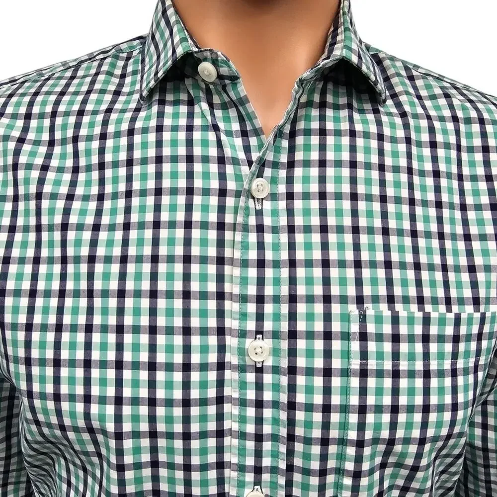 J. Crew Thompson Shirtings Dress Shirt 80's 2-Ply Gingham Check Men S 14-14.5